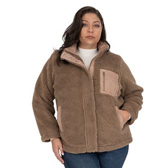 Plus Size Fleet Street Mixed Media Faux Sherpa Jacket