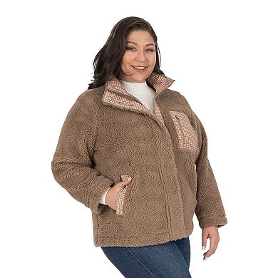 Plus Size Fleet Street Mixed Media Faux Sherpa Jacket