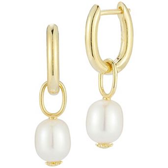 Sunkissed Sterling Freshwater Cultured Pearl Dangling Hoop Earrings