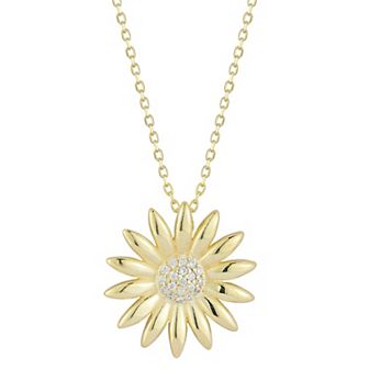 Sunkissed Sterling Cubic Zirconia Sunflower Pendant Necklace