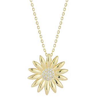 Sunkissed Sterling Cubic Zirconia Sunflower Pendant Necklace