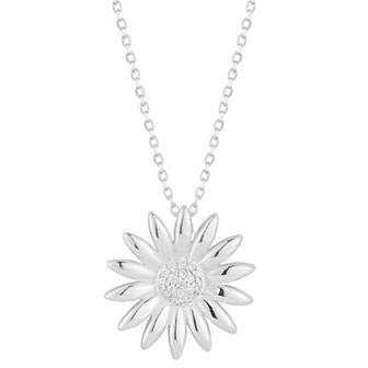 Sunkissed Sterling Cubic Zirconia Sunflower Pendant Necklace