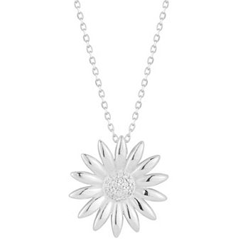 Sunkissed Sterling Cubic Zirconia Sunflower Pendant Necklace