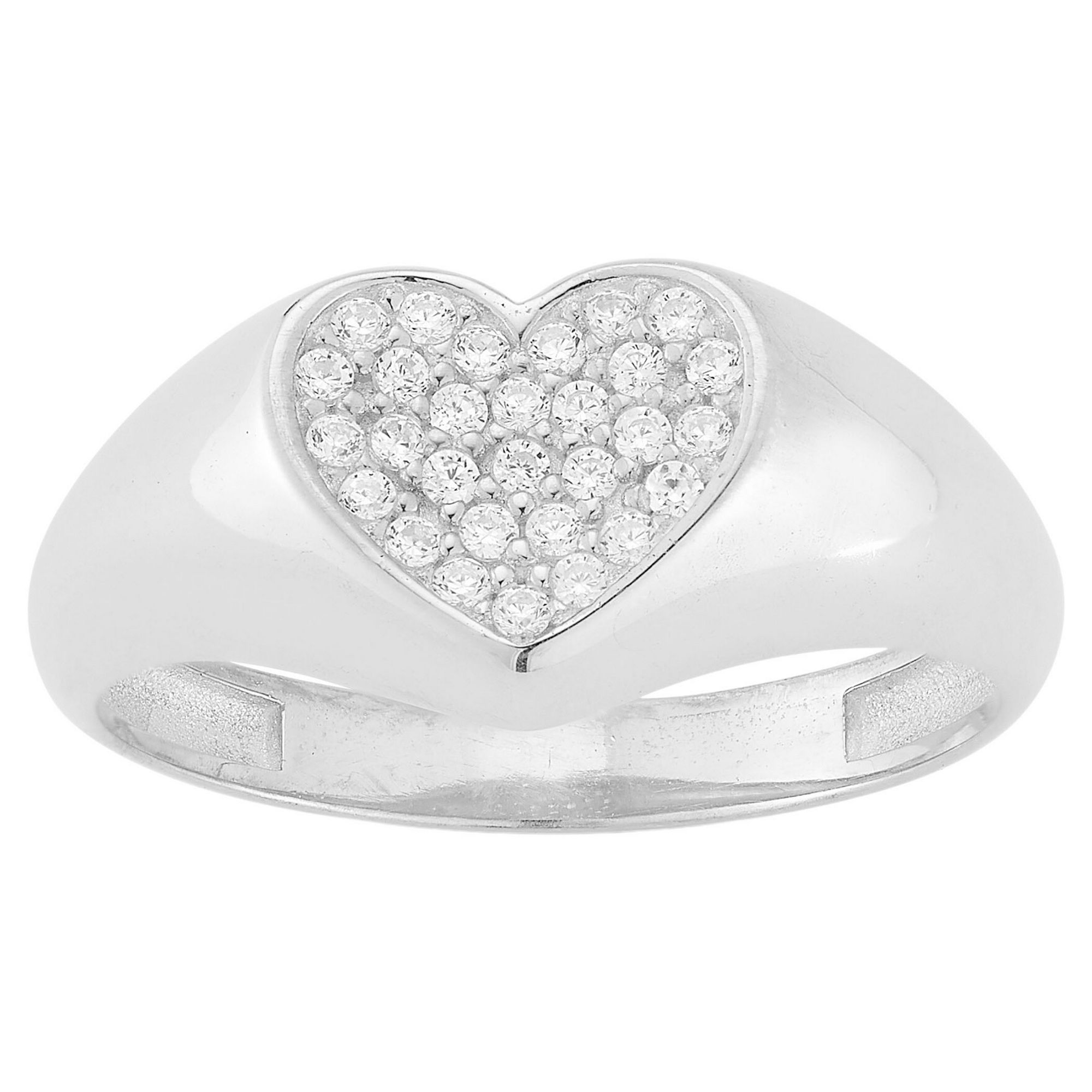Sunkissed Sterling Cubic Zirconia Heart Signet Ring, Womens, Size: 6, Silv