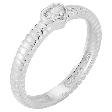 Sunkissed Sterling Cubic Zirconia Heart Ring