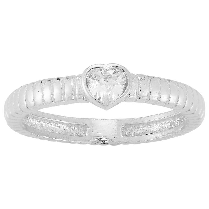Sunkissed Sterling Cubic Zirconia Heart Ring, Women's, Size: 8, Silver Tone
