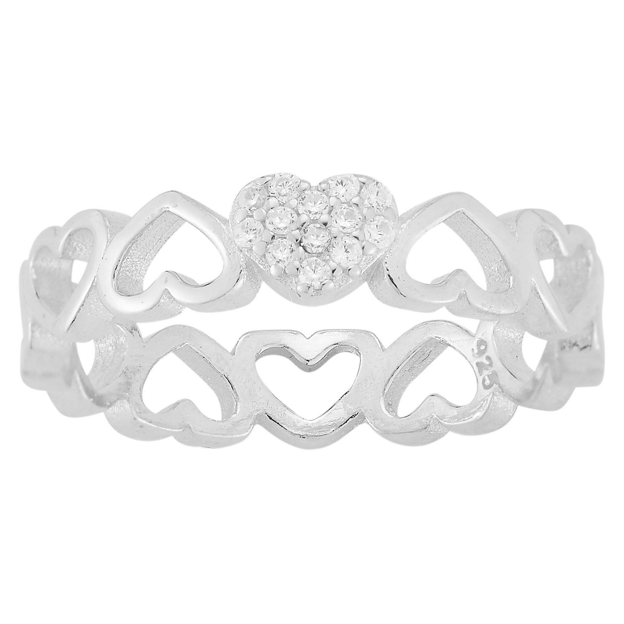Sunkissed Sterling Cubic Zirconia Heart Ring, Womens, Size: 6, Silver Tone