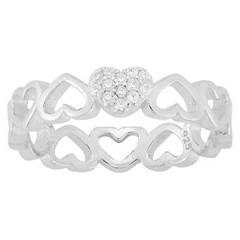 Sunkissed Sterling Cubic Zirconia Heart Ring