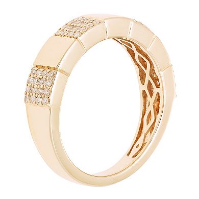 The Regal Collection 10k Gold 1/4 Carat T.W. Diamond Pave Panels Ring