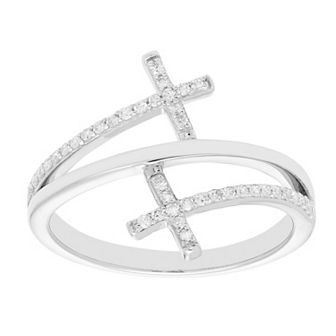 The Regal Collection 10k Gold 1/6 Carat T.W. Diamond Cross Ring