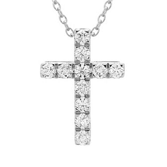 The Regal Collection 14k Gold 1 Carat T.W. Certified Diamond Cross Pendant Necklace