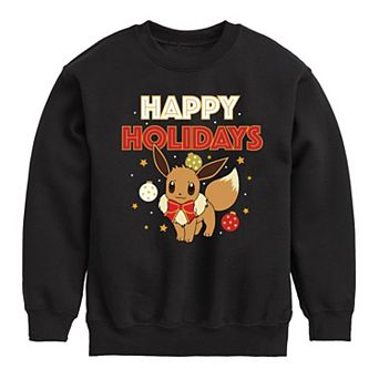 Pokemon Happy Holidays Evee Crew Fleece Sweatshirt