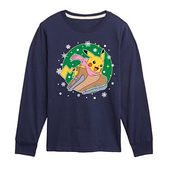 Pokemon Pikachu Sled Long Sleeve Tee