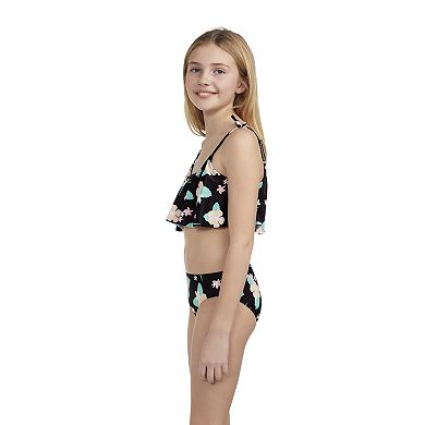 Girls 7-16 Hurley Flounce UPF 50+ Bikini Top And Bottoms Swimsuit Set