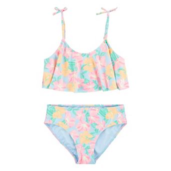 Girls 7-16 Hurley Flounce UPF 50+ Bikini Top And Bottoms Swimsuit Set