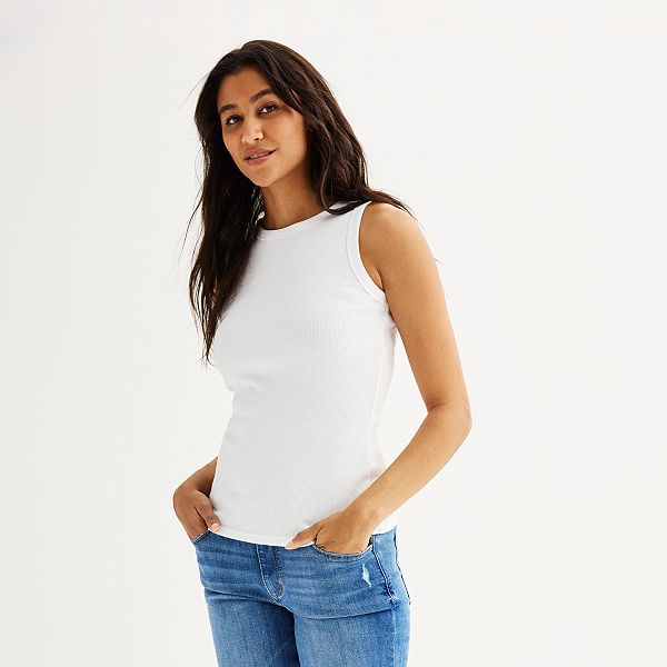 Women's Sonoma Goods For Life® High Neck Layering Tank Top - Vital White (SMALL)