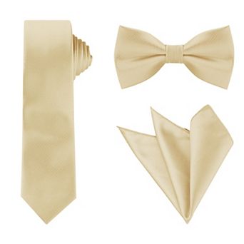 Men's Tie Set Necktie Bowtie Pocket Squares Solid Color for Wedding