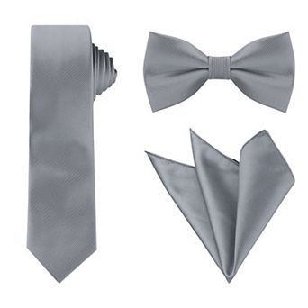 Men's Tie Set Necktie Bowtie Pocket Squares Solid Color for Wedding