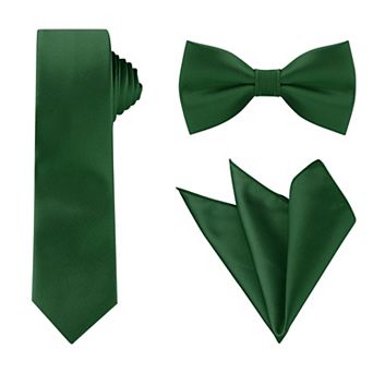 Men's Tie Set Necktie Bowtie Pocket Squares Solid Color for Wedding