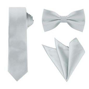 Men's Tie Set Necktie Bowtie Pocket Squares Solid Color for Wedding