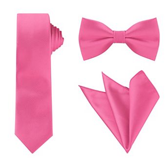 Men's Tie Set Necktie Bowtie Pocket Squares Solid Color for Wedding