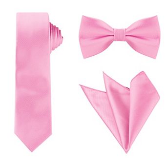 Men's Tie Set Necktie Bowtie Pocket Squares Solid Color for Wedding