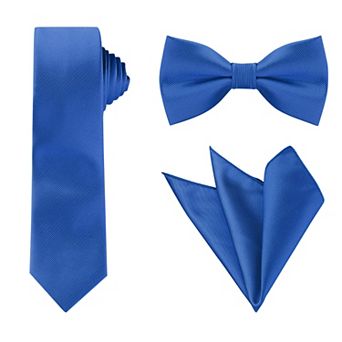 Men's Tie Set Necktie Bowtie Pocket Squares Solid Color for Wedding
