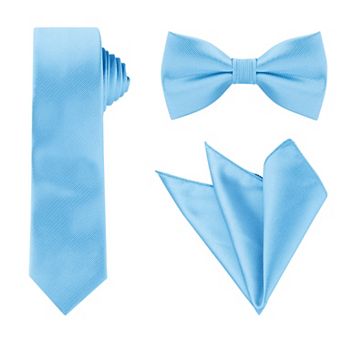 Men's Tie Set Necktie Bowtie Pocket Squares Solid Color for Wedding