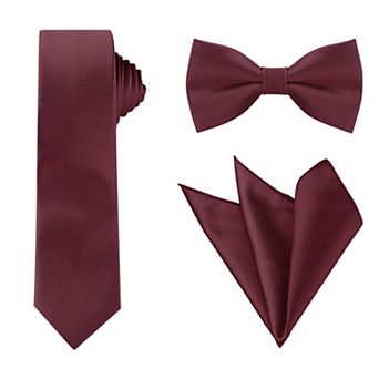 Men's Tie Set Necktie Bowtie Pocket Squares Solid Color for Wedding