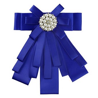 Women's Pretied Pin Brooch Bow Tie Ribbon Bowknot Party Necktie with Beads