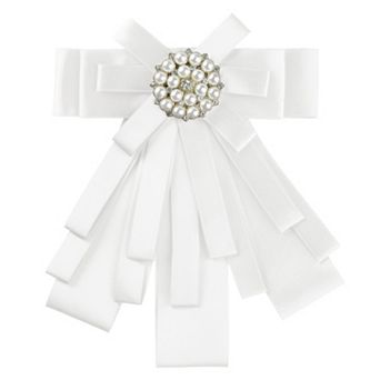 Women's Pretied Pin Brooch Bow Tie Ribbon Bowknot Party Necktie with Beads