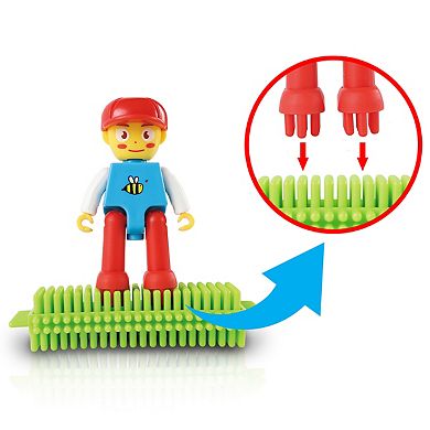 PicassoTiles 4 PC Character People Figures, Hedgehog Building Blocks Playset for Kids Ages 3+