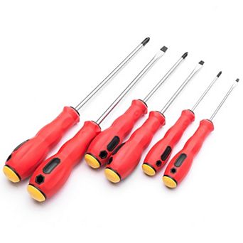 MAXPOWER Phillips and Slotted Screwdriver Set (3 in 4 in 6in), 6PCS, Red
