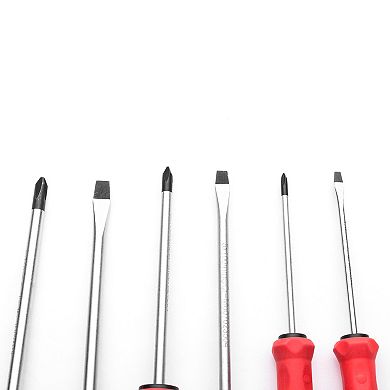 MAXPOWER Phillips and Slotted Screwdriver Set (3in, 4in, 6in), 6PCS, Red