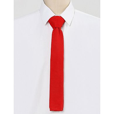 Men's Self-tied Solid Color Neckties Flat Neckwear Knitted Ties