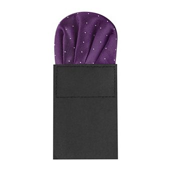 Men's Pre-Folded Polka Dots Round Pocket Square On Card for Suit Handkerchief