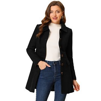 Women's Peter Pan Collar Single Breasted Mid Length Overcoat