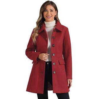 Women's Peter Pan Collar Single Breasted Mid Length Overcoat
