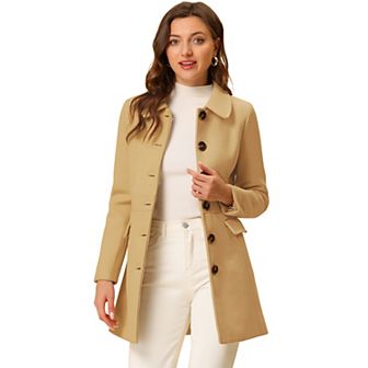 Women's Peter Pan Collar Single Breasted Mid Length Overcoat