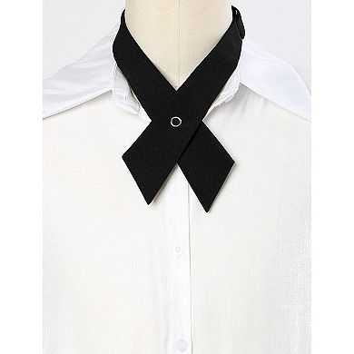 Unisex School Uniform Solid Adjustable Button Criss-Cross Bow Tie