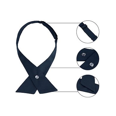 Unisex School Uniform Solid Adjustable Button Criss-Cross Bow Tie