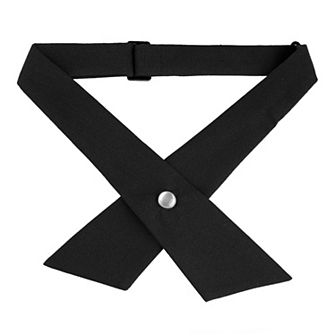 Unisex School Uniform Solid Adjustable Button Criss-Cross Bow Tie