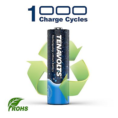 TENAVOLTS 1.5V Rechargeable AA Lithium Battery, 4 Counts