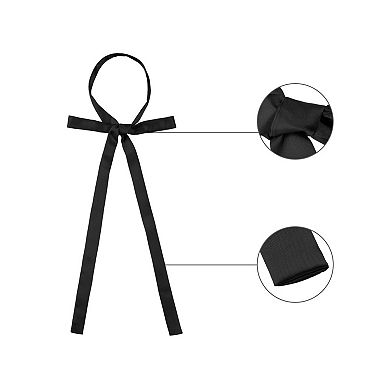 Women's Long Self Tied Bowtie Solid Color Adjustable Neck Elegant Bow Tie