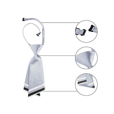 Women's Pre-tied Bowtie Uniform Necktie Adjustable Strap Striped Tie