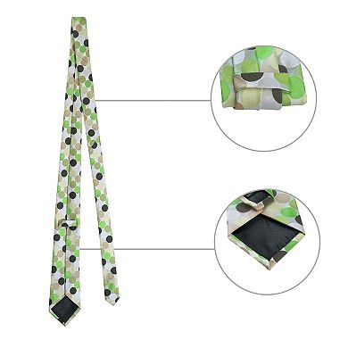 Men's Polka Dots Necktie, Tie Clip, Cuff Links, Pocket Square Set Business Wedding