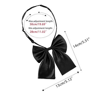 Women's Pre-Tied Bowknot Bow Tie Adjustable Strap Bowtie Solid Color
