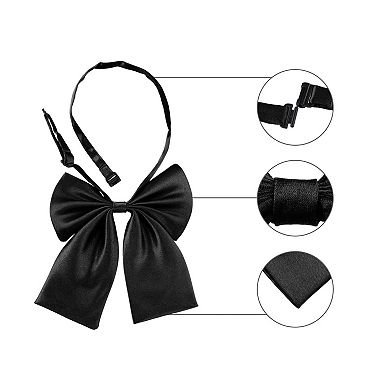 Women's Pre-Tied Bowknot Bow Tie Adjustable Strap Bowtie Solid Color
