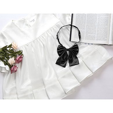 Women's Pre-Tied Bowknot Bow Tie Adjustable Strap Bowtie Solid Color