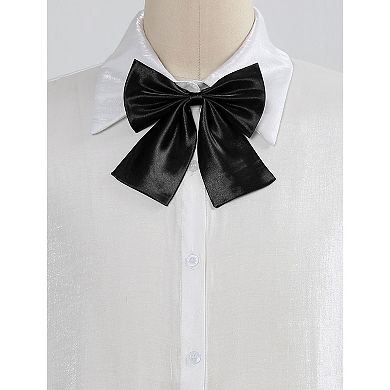 Women's Pre-Tied Bowknot Bow Tie Adjustable Strap Bowtie Solid Color